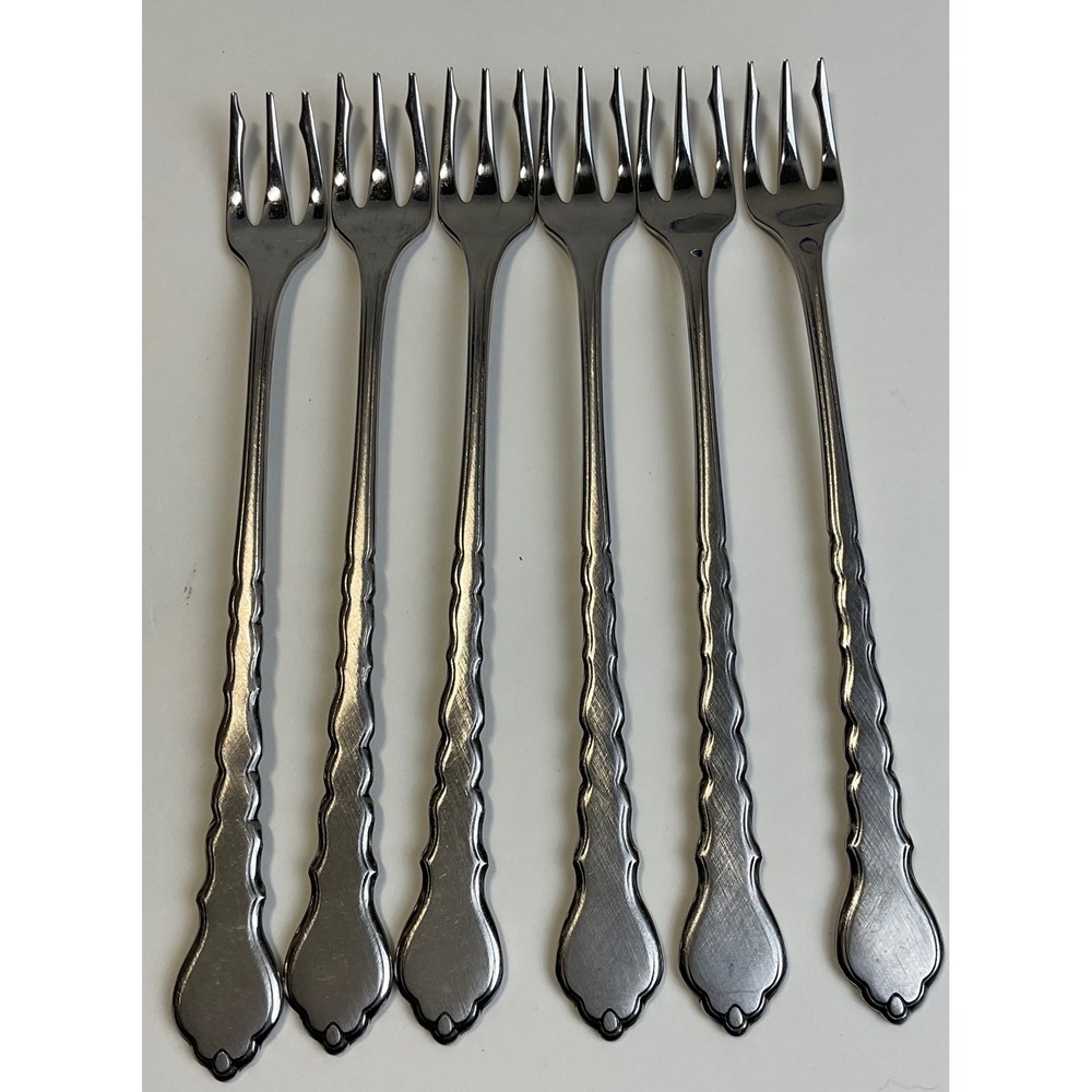 Oneida Stainless Valerie Pattern Cocktail Seafood Forks Set of 6 Vintage